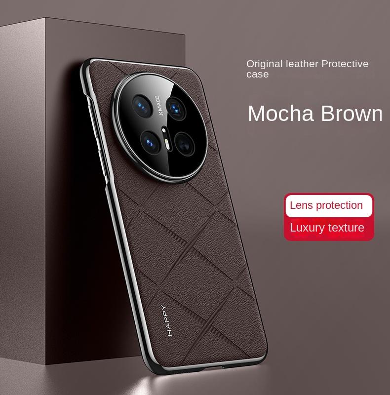 Custodia per Telefono Huawei Mate 70 RS 70 Pro 70 in Pelle Testurizzata con Lente Integrata Anti-Graffio e Anti-Impronte