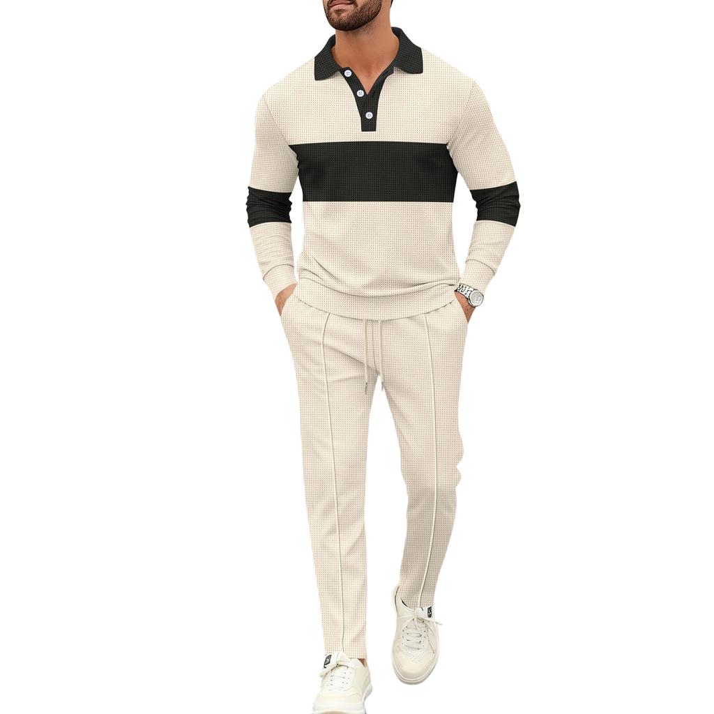 Herren  Freizeit  Umlegekragen  Lange Ärmel  Hose  Set