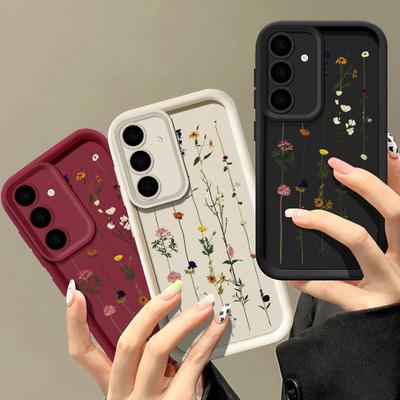 Fashion Floral Print Soft Phone Cover For Samsung S25 S24 FE S23 Ultra S22 S21 Plus A55 A35 A54 A34 A15 A14 A17 A37 A57 S26 Silicone Shockproof Case
