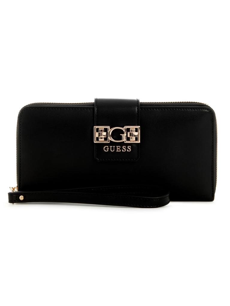 Guess Jane SLG Large Zip Around Wallet In Black