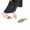 Baotou Fairy Rhinestone Pearl Sandals Summer New Pointed Thin Heel High Heel Sandals Large Size 35-42