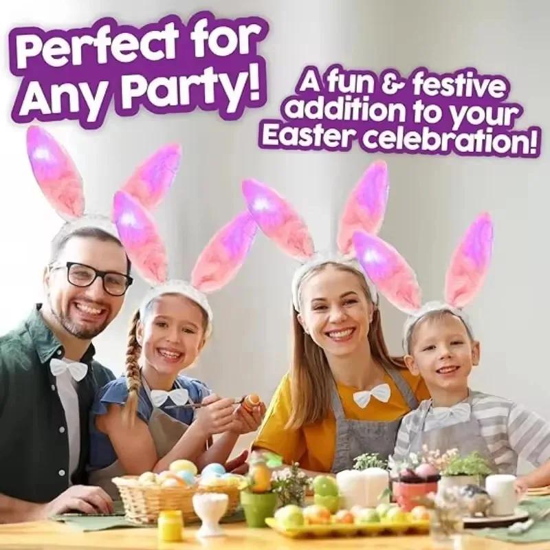 1-20PCS Easter Bunny Ears Headband LED Glow Plush Rabbit Ear Bunny Girl Cosplay Costume Easter Decoration Bunny Hair Accessories