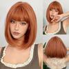 Women's Fashion Bob Wig, Copper Orange Air Bangs High-Temperature Fiber Synthetic Hairpiece