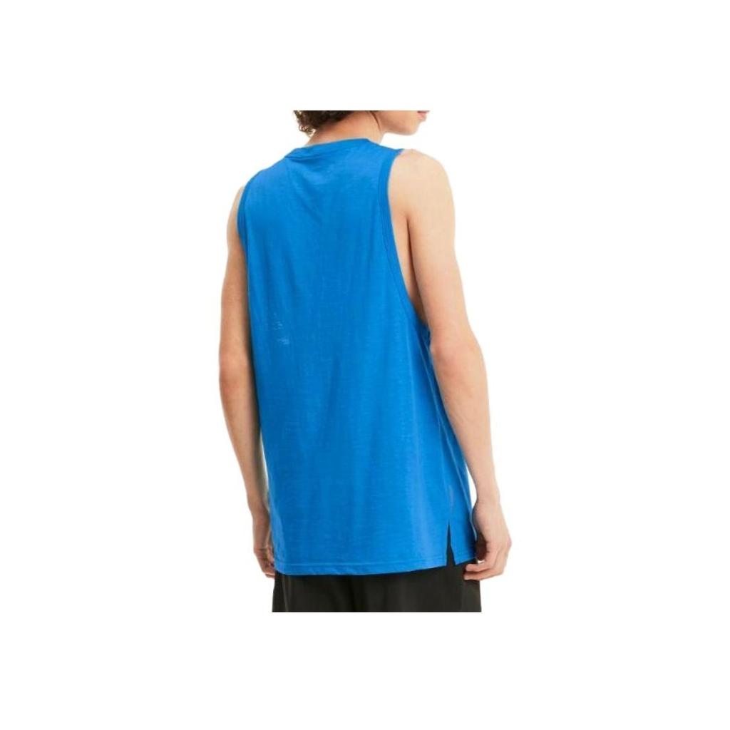 Puma Solid Color Logo Print Reflective Training Sleeveless Vest Men Tops Blue 519445-03