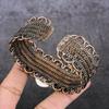 Natural Dendrite Opal Gemstone Copper Wire Wrap Cuff Bangle Adjustable o8I02