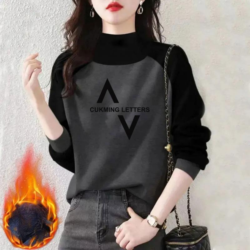 A Loose and Fashionable Long-sleeved Semi-high-neck Sweatshirt for Women, Which Is Slimming, Warm and Makes Them Look Younger