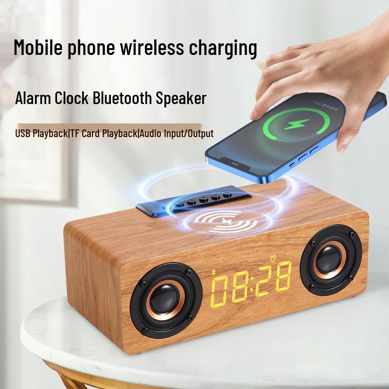 

Retro Wooden Bluetooth Speaker & 10W Wireless Charger Alarm Clock