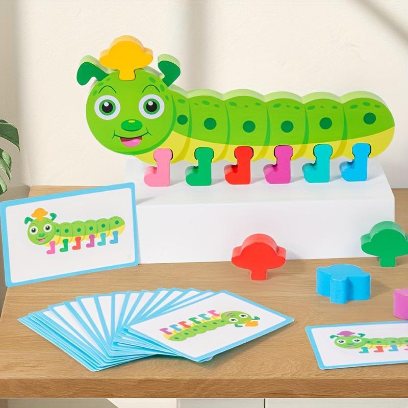 Colorful Caterpillar Puzzle Develops Observation, Cognitive Skills Hand Eye Coordination ,Educational Wooden Toy with Color Matching, Sorting Pieces