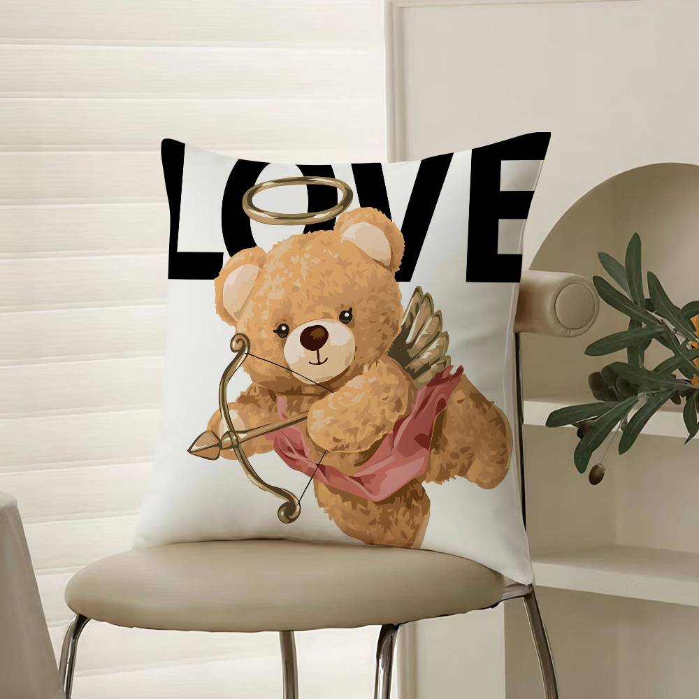 

Любовь Семья Товарищество Наволочка на подушку в виде плюшевого мишки Комфорт Диван-кровать Шелковистая элегантная Невидимая молния Декоративная наволочка 12x12Inch
