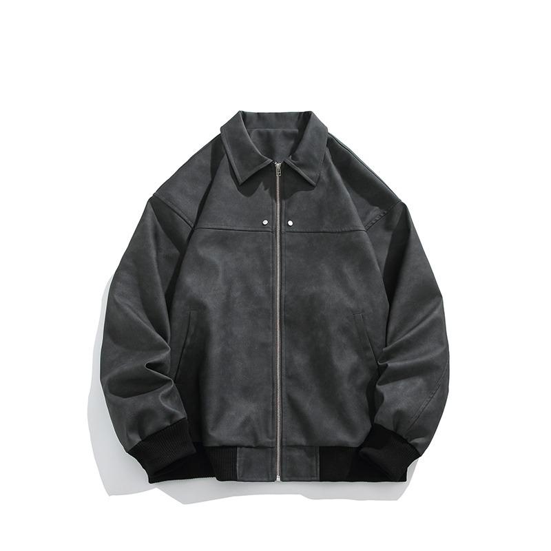 Men's High-End Brown Suede Retro Leather Lapel Jacket by Melaard