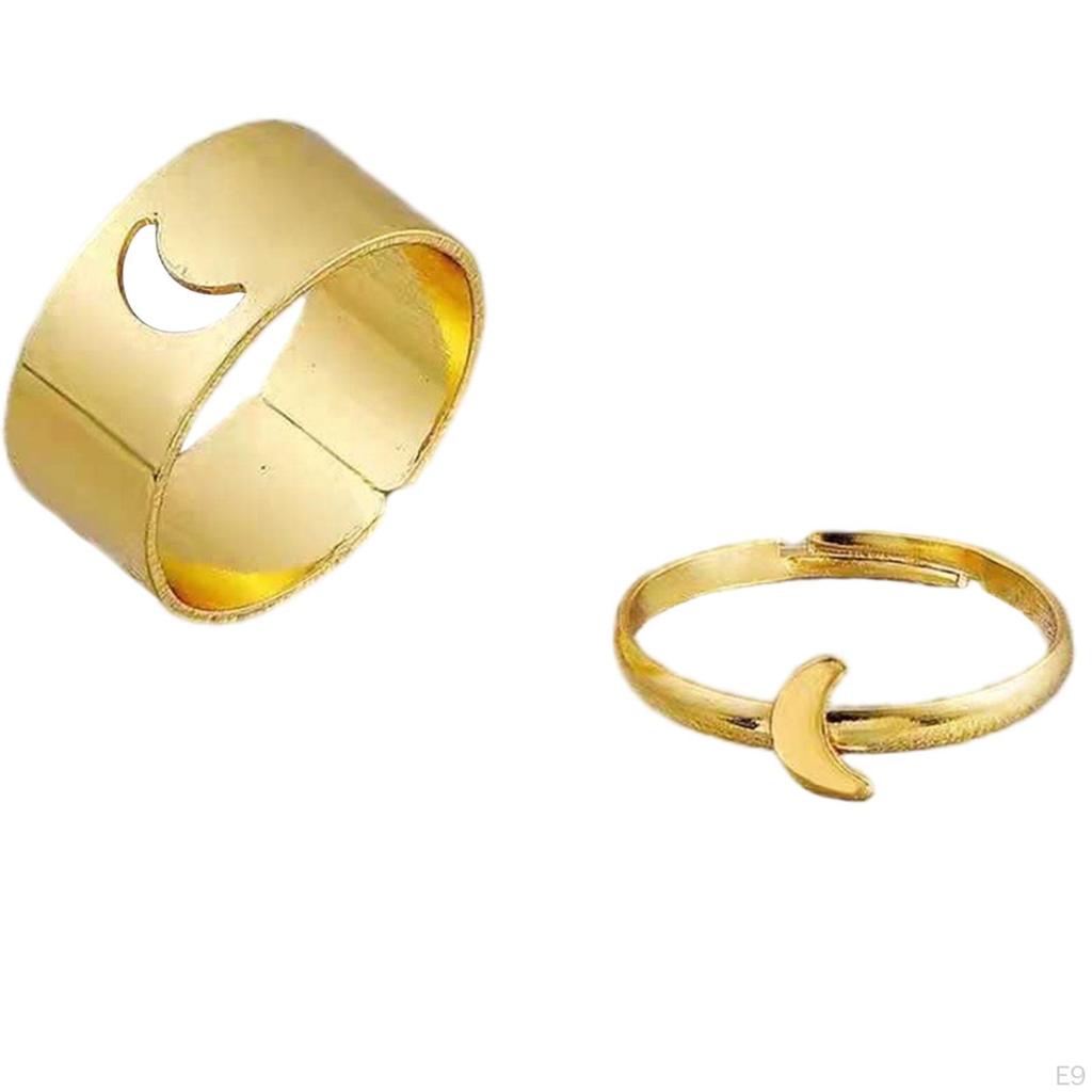 Fashion Hollow Matching Rings Set for Teen Girls Mens Engagement Adjustable Open Punk Jewelry