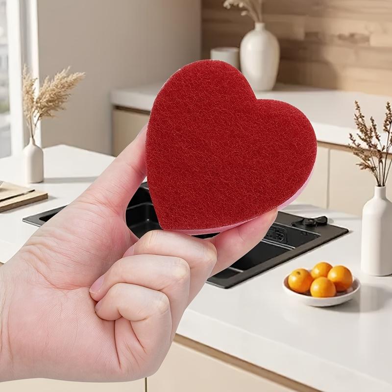 3/6/12 szt. Gąbki do czyszczenia w kształcie serca, Urocze wytrzymałe zmywaki do mycia naczyń, Zlewu kuchennego, Blatów i czyszczenia domu