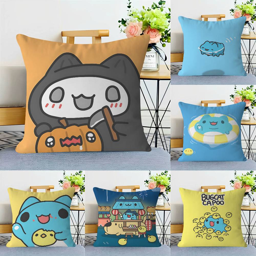 B-Bugcat-CARTOON Capoo Pillow Case Removable Washable Cushion Cover – All-Season Soft Linen