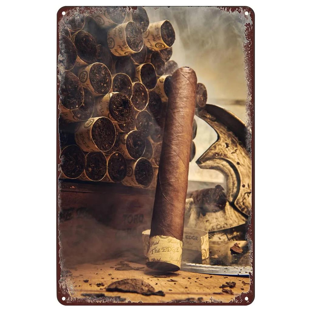 Whiskey Cigar Plaque Metal Tin Signs Wall Decoration Vintage Art Posters Iron Painting for Man Cave Home Cafe Garden Club Bar