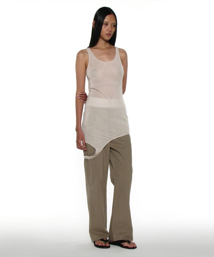 Partimento Woman Pwc Sheer Transform Sleeveless Dress_Light Beige