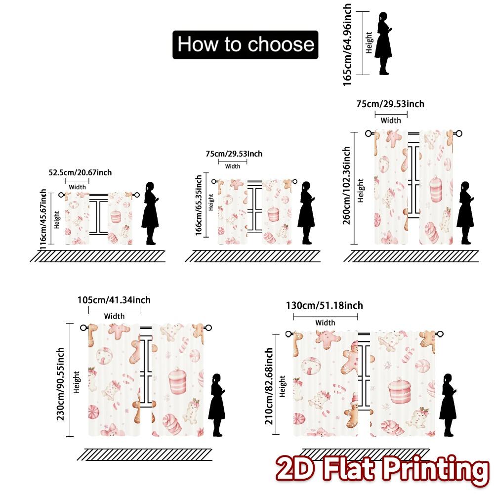 2pcs  Curtains Cute Christmas_a (2) Chic Chic Curtains Polyester Easy Install Curtains Holiday Use for Bedroom Office Kitchen