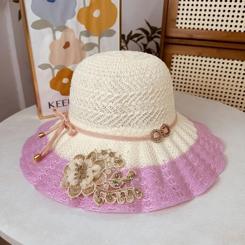WTEMPO New Summer Large Brim Sun Straw Hats Women's Soft Outdoor Straw Woven UV Protection Beach Sunscreen Hats