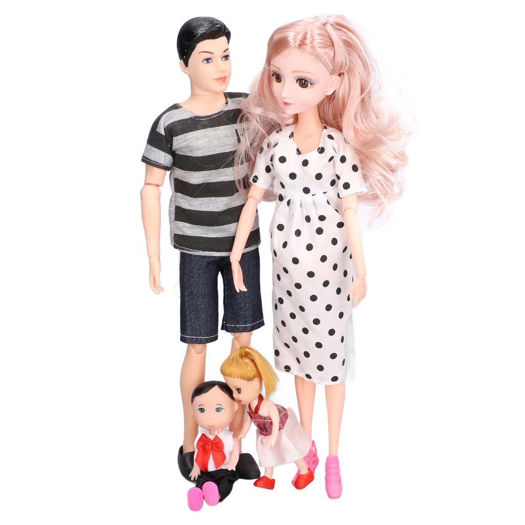 Family Doll Set Lovely Vivid Dad Pregnant Mom Son Daughter Baby Doll Children Toy Birthday Gift