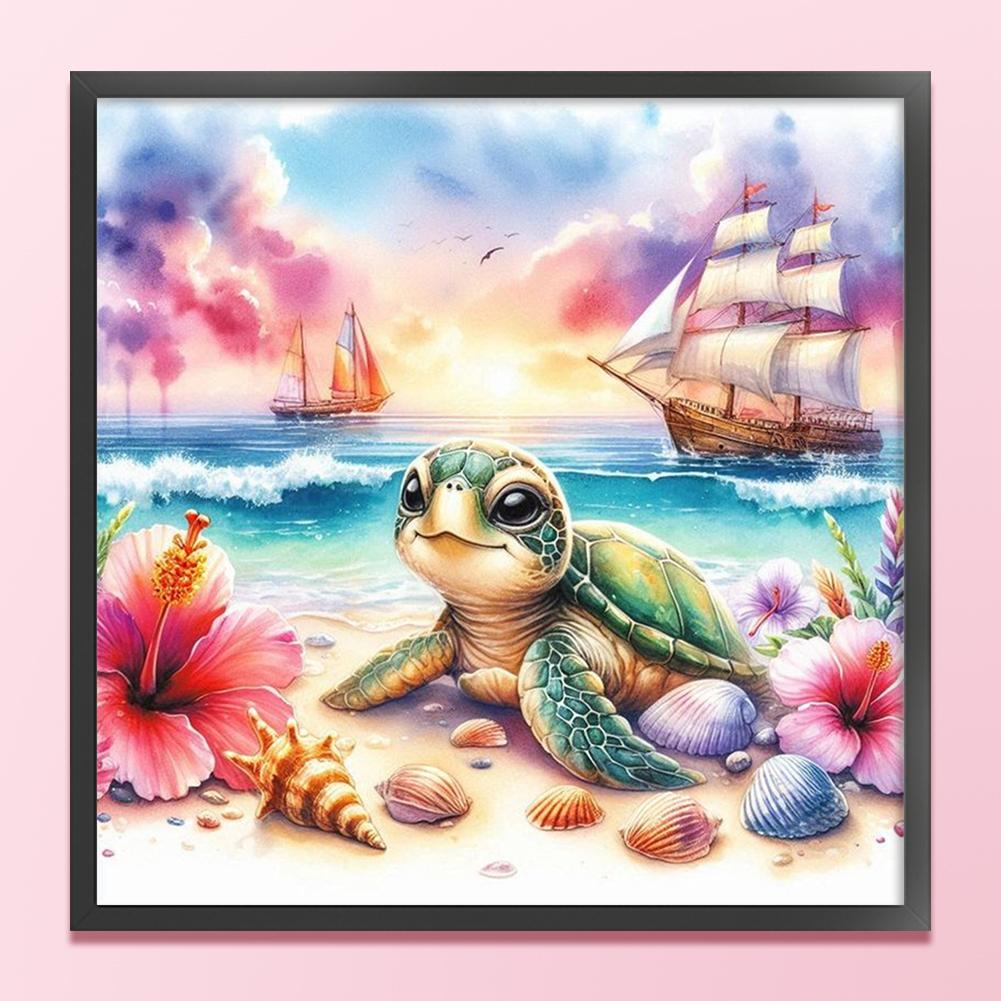 Beach Printed Cross Stitch Kit DIY 11CT Embroidery Craft Set Home Decoration