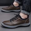 Men's shoes 2025 new summer leather breathable lightweight soft-soled sports and leisure shoes trendy leather shoes