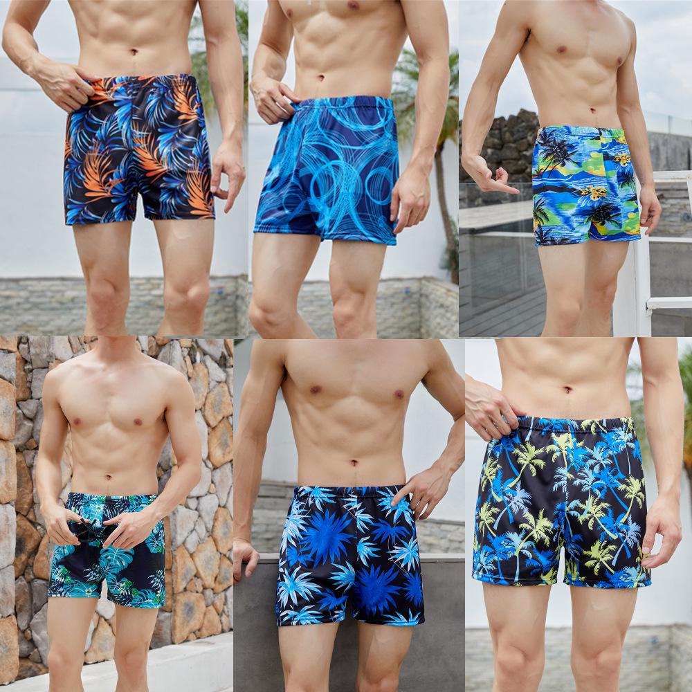 

Мужские плавки больших размеров с цветочным принтом - Пляжные шорты с плоской штаниной, предотвращающие неловкие ситуации Waist 38cm (85-105kg)