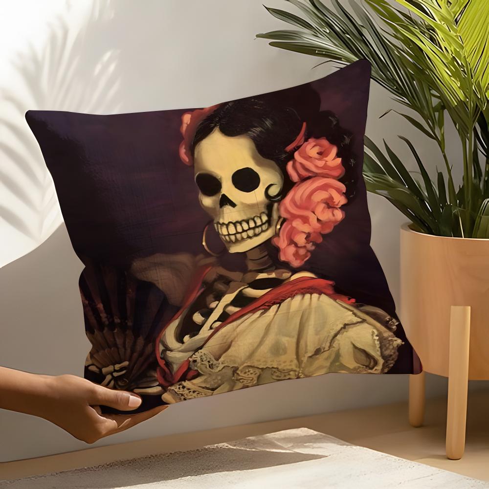 Festival Day Of The Dead Art 4 Pillow Case Linen Cushion Covers For Decorative Sofa Home Pillows Case Car Chair Pillows Cases