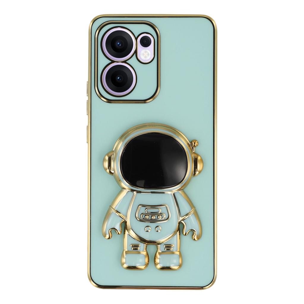For Oppo Reno13 F 4G/5G Case Electroplating Soft TPU Phone Cover with Astronaut Hidden Kickstand