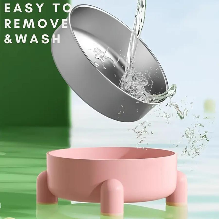 Anti-skid Pet Feeder Bowl Stainless Steel Cats Dogs Food Water Bowl Prevent Spills Messes Promotes Healthy Eating Driking Habits