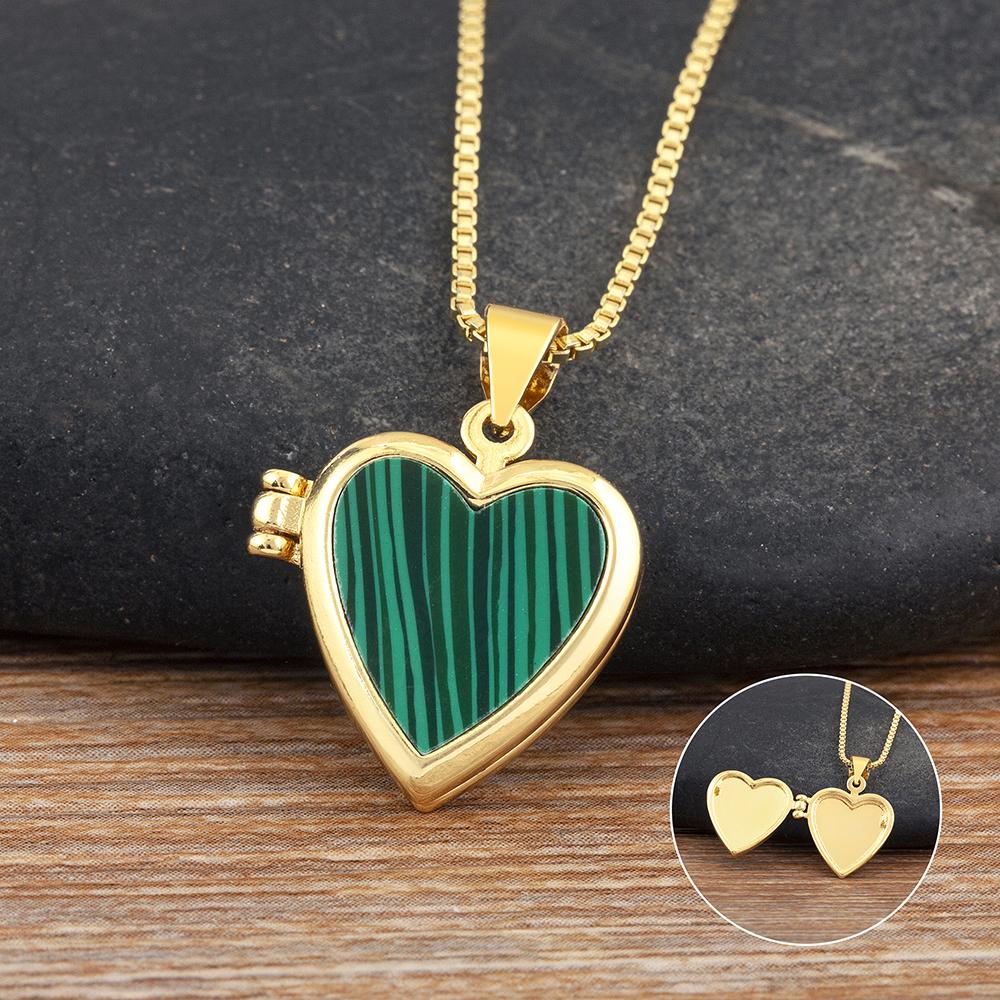 Nidin New Creative Design Love Heart Shape Flip Pendant Necklace For Women Men Family Photos Souvenir Jewelry Accessories Gifts