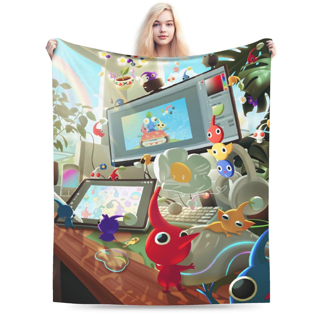ALL Pikmin Warm Soft Blanket  Kids Adult Plush Throw Blanket Funny Couch Chair Flannel Bedspread Sofa Bed Cover