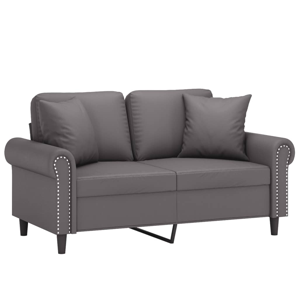Vidaxl 2-Seater Sofa With Cushions, Gray, 120 Cm, Faux Leather