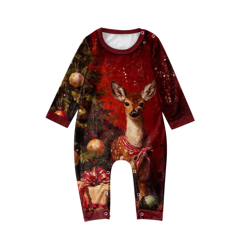 Family Casual Comfortable Long Sleeved Long Pants Christmas Printed Parent-child Set