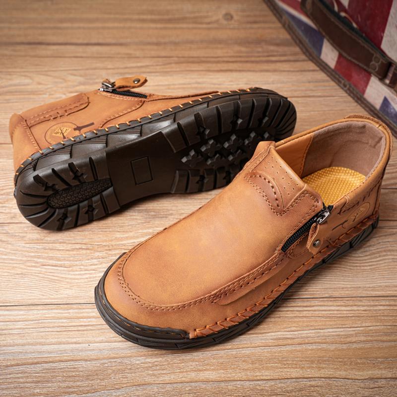 Handmade Split Leather Boots Men Shoes Comfortable Ankle Boots For Men Casual Shoes Large Size Tooling Shoes
