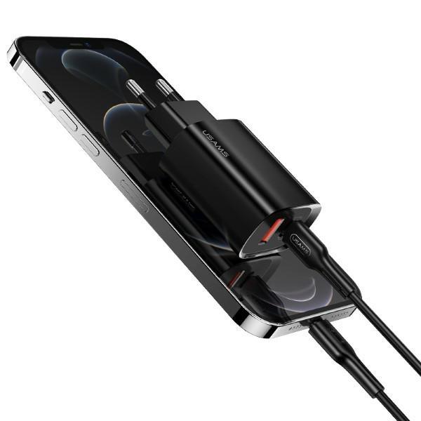 Usams Ład. Siec. 1Xusb-C+1Xusb T35 20W(Only Head) Pd3.0 +Qc3.0 Fast Charging Czarny/Black Cc121Tc02 (Us-Cc121)