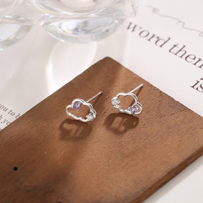 Cloud Stud Earrings Women Raise Ear Holes Niche Design Sense Summer Zircon Earrings Earrings Light Luxury