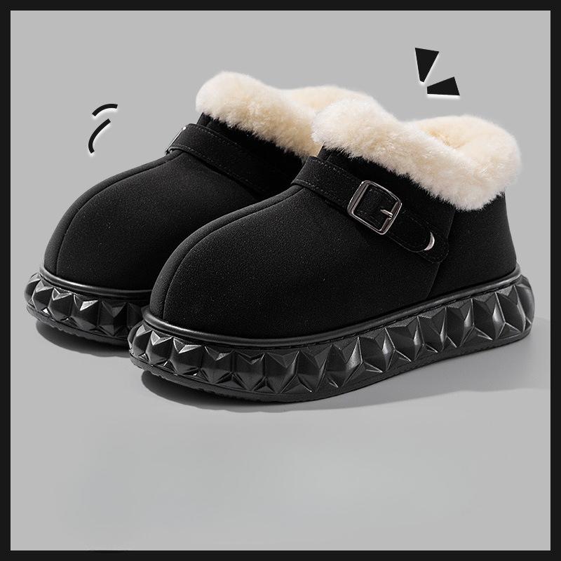 Thick-soled Cotton Shoes, Indoor Home Plush Warm Slippers for Women