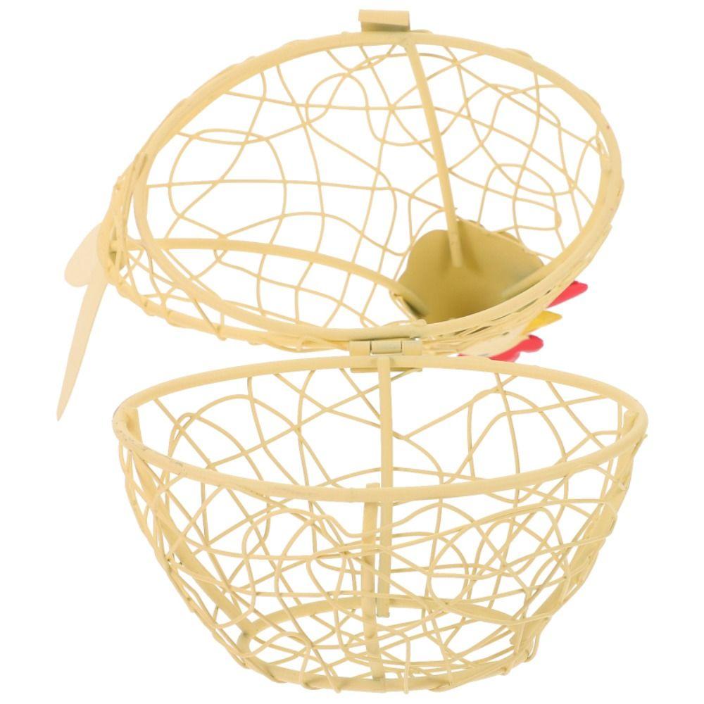 Iron Wire Easter Eggs Storage Containers Farmhouse Style Egg Holder Hen Shape Egg Baskets Fruit