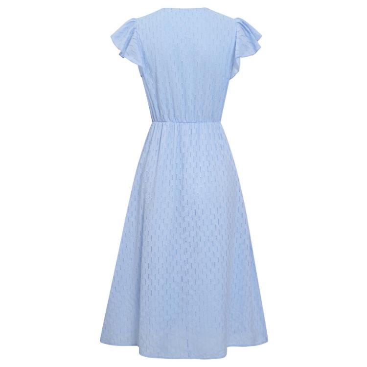 Women Sleeveless Summer Casual V-Neck Solid Color A-Line High Waist Middle Long Dress Spring Dress S-XL