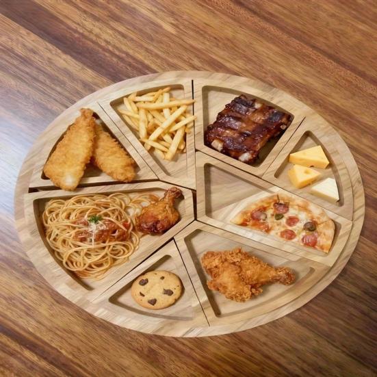 8 Çıkarılabilir Bölmeli Ahşap Servis Tepsisi Çok Bölmeli Tabak Meyveler Atıştırmalıklar Kuruyemişler Şarküteri Tahtası Çok Yönlü Peynir Parti Tepsisi