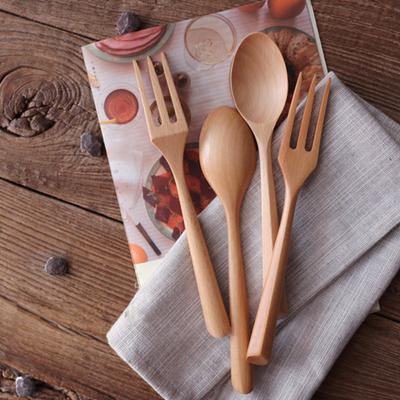 Ahşap Kaşık Pratik Retro İnce İşçilik Japon Tarzı Kaymaz Çatal Bıçak Takımı Mutfak Aksesuarları