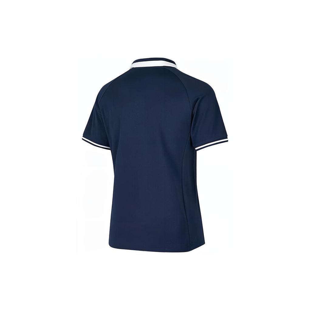 Skechers Color Block Printed Logo Straight Collar Short Sleeve Polo Shirt Women Tops Navy-Academy-Blue P224W022-02MZ
