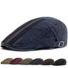 Washed Old Forward Hat Men's Five Bars Splicing Retro Beret Casual Cap