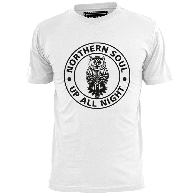 Mens Northern Soul Up All Night Badge T shirt Soul Boy Wilson Starr Jones L