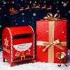 Christmas Letterbox Letters To Santa Metal Mailbox Christmas Decorative Red Mailbox for Home Indoor Outdoor Front Door Decoration Holiday Party