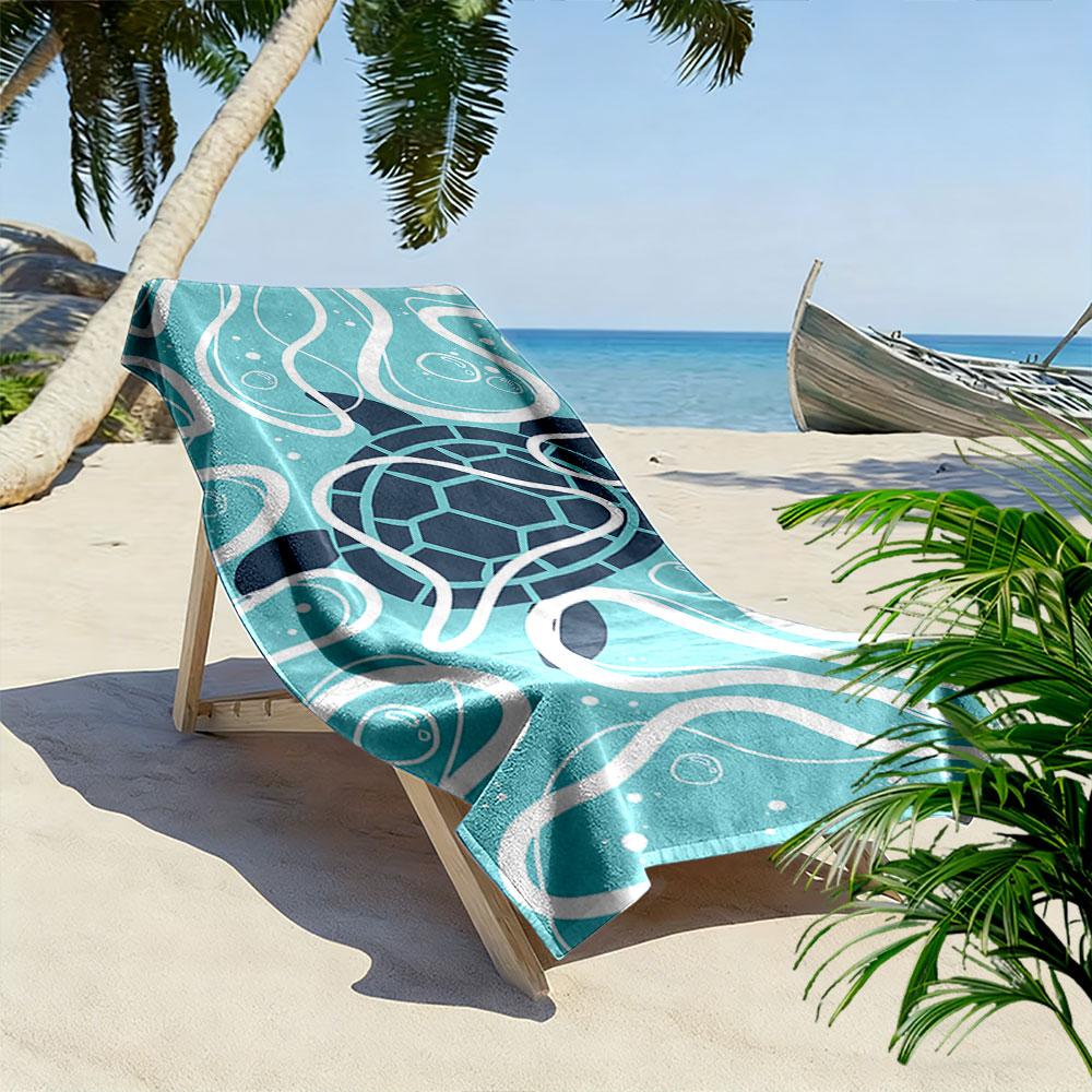 Ocean Turtle Wave Pattern Beach Towel Quick-drying for Travel Outdoor Sports Jogging Beach and Swimming