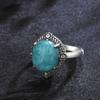 CopperRings Natural Turquoise Ring 10*12MM Moonstone Labradorite Vintage Ring  Fine Jewelry Gifts for Women