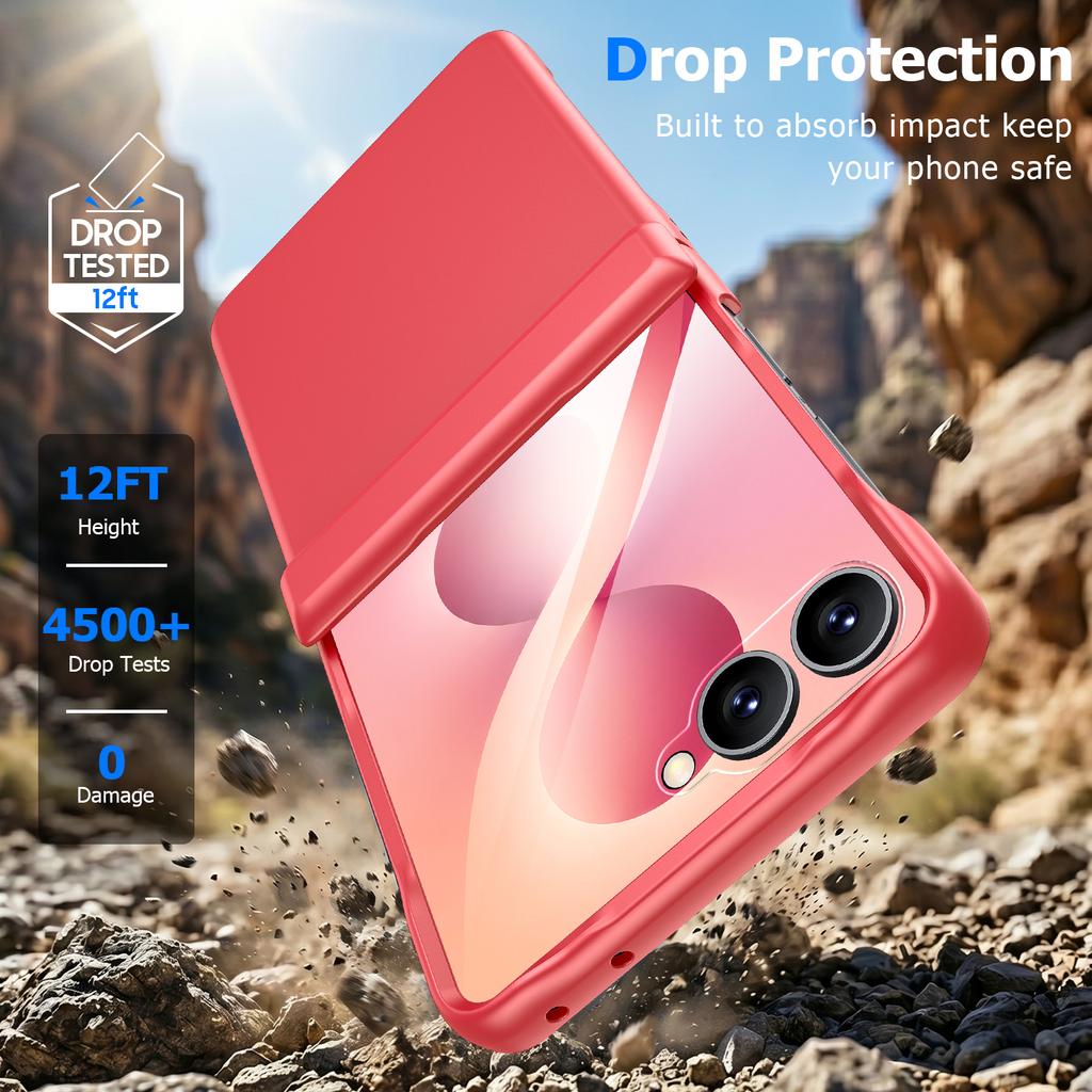 Samsung Galaxy Z Flip 8 Protective Case with Hinge Cover Raised Camera and Screen Edges-pink