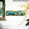 2D Flat, Large Turquoise & Golden Vintage Pool Zone Metal Sign - 15.7×3.94inch Retro Turquoise Blue Pool Table Wall Art with POOL ZONE Lettering