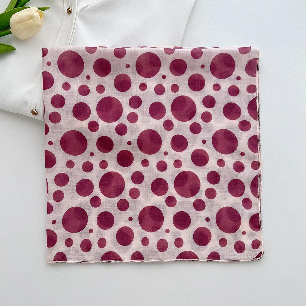 New polka dot cotton and linen small square scarf headscarf spring and autumn women's versatile neck small scarf summer thin scarf