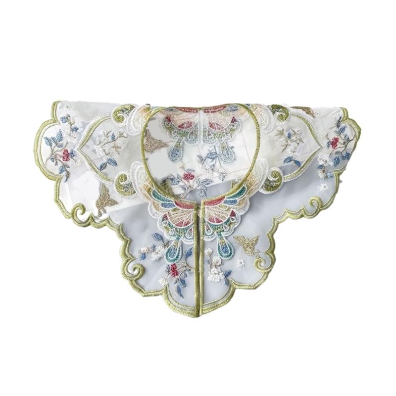 

Chinese Embroidered False Collar Pearl Floral Pattern Collar for Girl Chinese Ancient / Graduation Costume Decorative